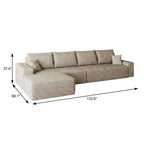 Camel Corduroy Modular L Shaped Sofa and Chaise Sectional
