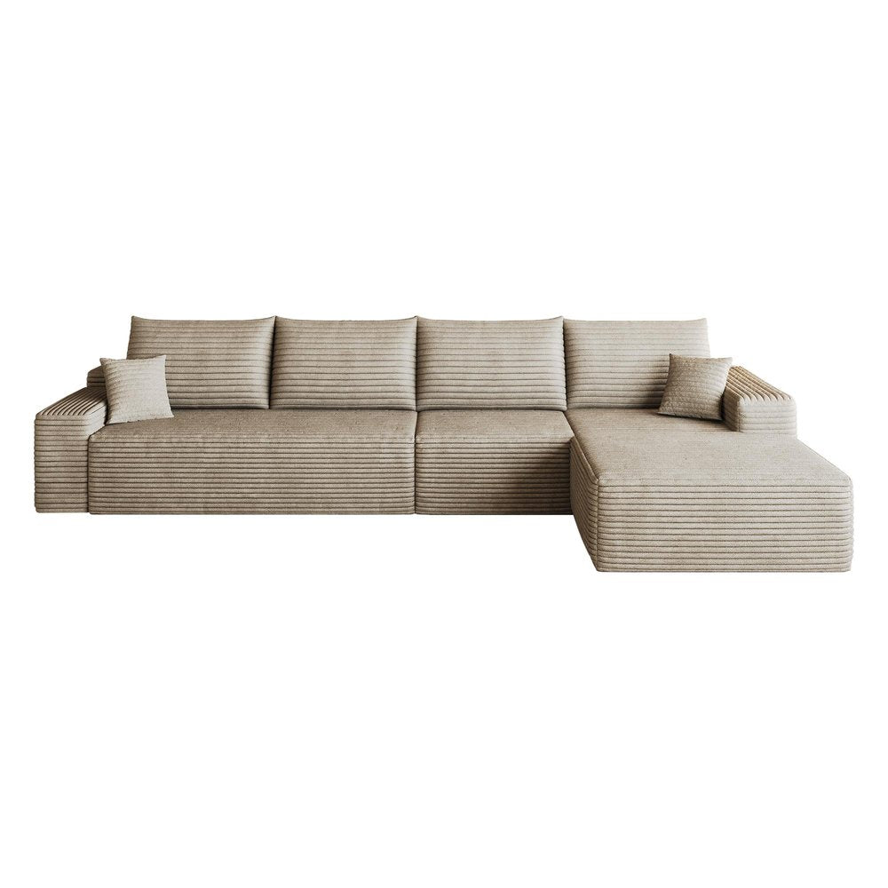Camel Corduroy Modular L Shaped Sofa and Chaise Sectional