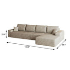Camel Corduroy Modular L Shaped Sofa and Chaise Sectional