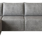 Gray Corduroy Modular L Shaped Sofa and Chaise Sectional