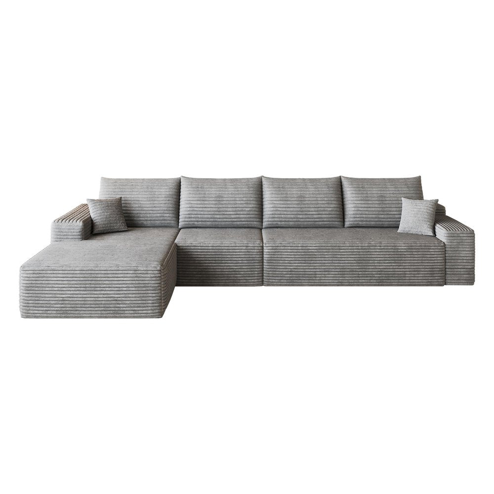 Gray Corduroy Modular L Shaped Sofa and Chaise Sectional