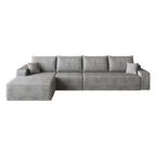 Gray Corduroy Modular L Shaped Sofa and Chaise Sectional