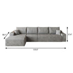 Gray Corduroy Modular L Shaped Sofa and Chaise Sectional