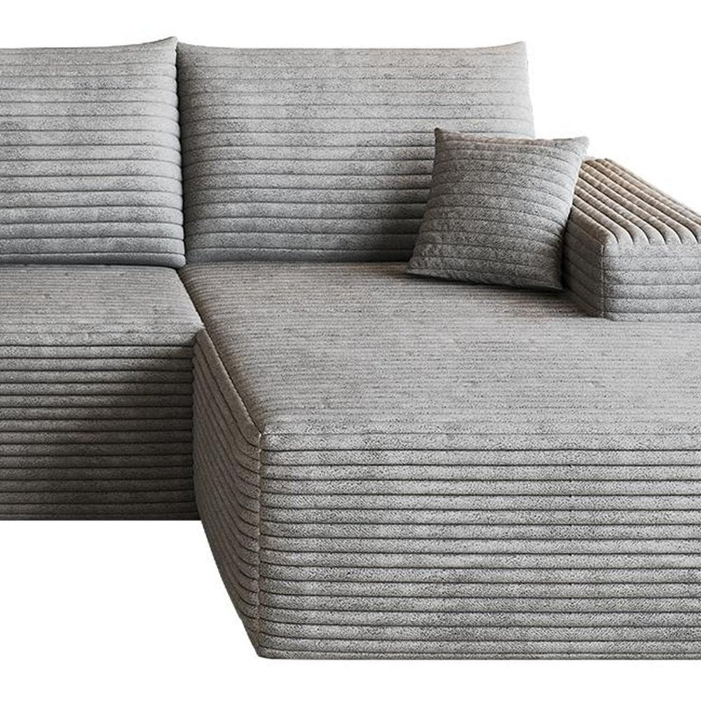 Gray Corduroy Modular L Shaped Sofa and Chaise Sectional