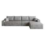 Gray Corduroy Modular L Shaped Sofa and Chaise Sectional