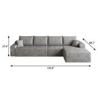 Gray Corduroy Modular L Shaped Sofa and Chaise Sectional