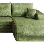 Green Corduroy Modular L Shaped Sofa and Chaise Sectional