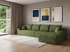 Green Corduroy Modular L Shaped Sofa and Chaise Sectional