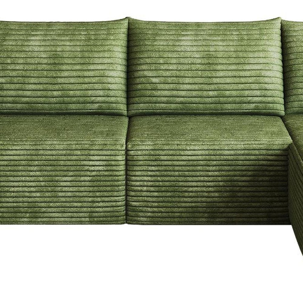 Green Corduroy Modular L Shaped Sofa and Chaise Sectional