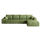 Green Corduroy Modular L Shaped Sofa and Chaise Sectional