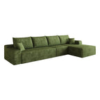 Green Corduroy Modular L Shaped Sofa and Chaise Sectional