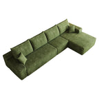 Green Corduroy Modular L Shaped Sofa and Chaise Sectional