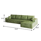 Green Corduroy Modular L Shaped Sofa and Chaise Sectional