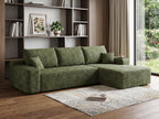 Green Corduroy Modular L Shaped Sofa and Chaise Sectional