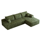 Green Corduroy Modular L Shaped Sofa and Chaise Sectional