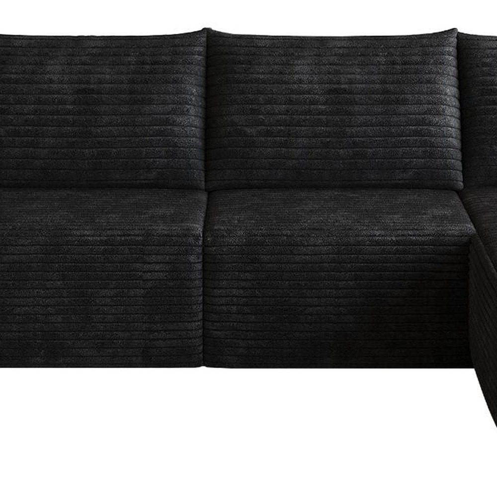 Black Corduroy Modular L Shaped Sofa and Chaise Sectional