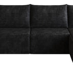 Black Corduroy Modular L Shaped Sofa and Chaise Sectional