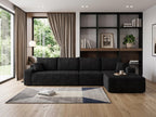 Black Corduroy Modular L Shaped Sofa and Chaise Sectional