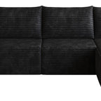 Black Corduroy Modular L Shaped Sofa and Chaise Sectional