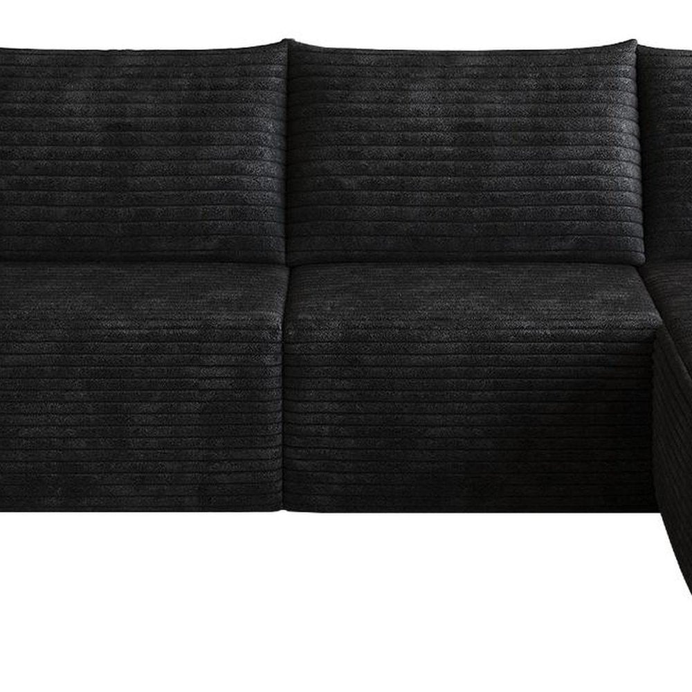 Black Corduroy Modular L Shaped Sofa and Chaise Sectional