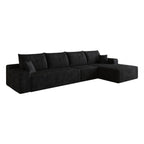 Black Corduroy Modular L Shaped Sofa and Chaise Sectional
