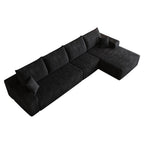 Black Corduroy Modular L Shaped Sofa and Chaise Sectional