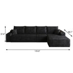 Black Corduroy Modular L Shaped Sofa and Chaise Sectional