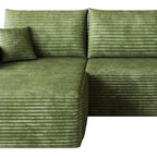 Green Corduroy Modular L Shaped Sofa and Chaise Sectional