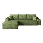 Green Corduroy Modular L Shaped Sofa and Chaise Sectional