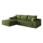 Green Corduroy Modular L Shaped Sofa and Chaise Sectional