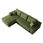 Green Corduroy Modular L Shaped Sofa and Chaise Sectional