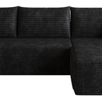Black Corduroy Modular L Shaped Sofa and Chaise Sectional