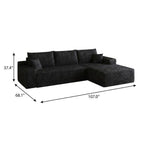 Black Corduroy Modular L Shaped Sofa and Chaise Sectional