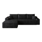 Black Corduroy Modular L Shaped Sofa and Chaise Sectional