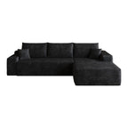 Black Corduroy Modular L Shaped Sofa and Chaise Sectional