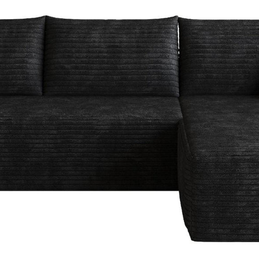 Black Corduroy Modular L Shaped Sofa and Chaise Sectional