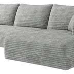 Gray Corduroy Modular L Shaped Sofa and Chaise Sectional