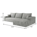 Gray Corduroy Modular L Shaped Sofa and Chaise Sectional