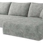 Gray Corduroy Modular L Shaped Sofa and Chaise Sectional