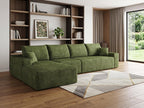 Green Corduroy Modular L Shaped Sofa and Chaise Sectional