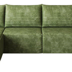 Green Corduroy Modular L Shaped Sofa and Chaise Sectional