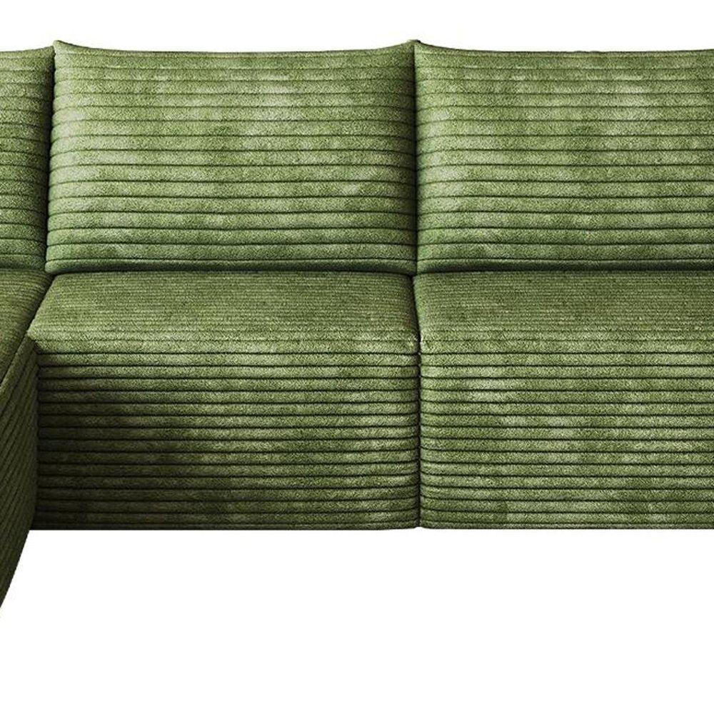 Green Corduroy Modular L Shaped Sofa and Chaise Sectional
