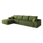 Green Corduroy Modular L Shaped Sofa and Chaise Sectional