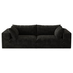 79" Black Corduroy Modular Sofa With Toss Pillows