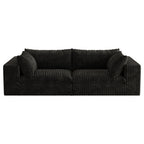 79" Black Corduroy Modular Sofa With Toss Pillows
