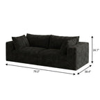 79" Black Corduroy Modular Sofa With Toss Pillows