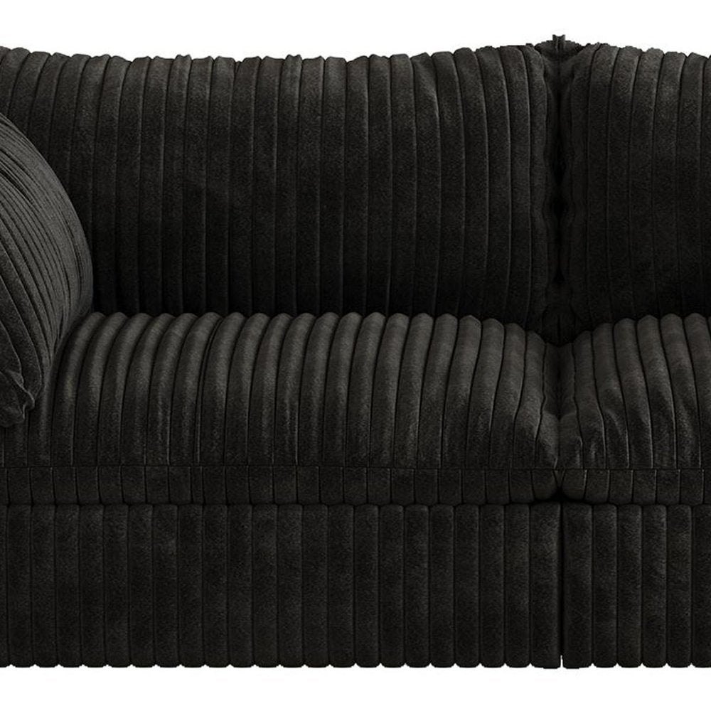 79" Black Corduroy Modular Sofa With Toss Pillows