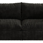 79" Black Corduroy Modular Sofa With Toss Pillows