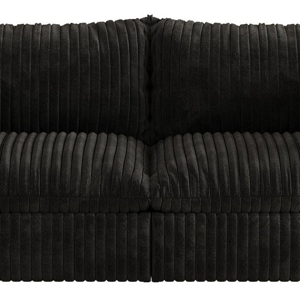 79" Black Corduroy Modular Sofa With Toss Pillows