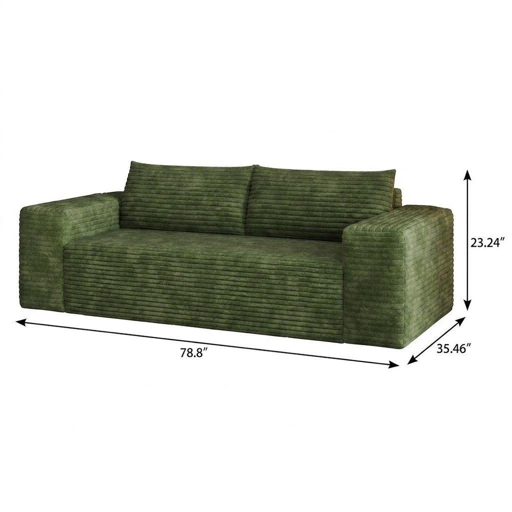 79" Green Corduroy Modular Sofa